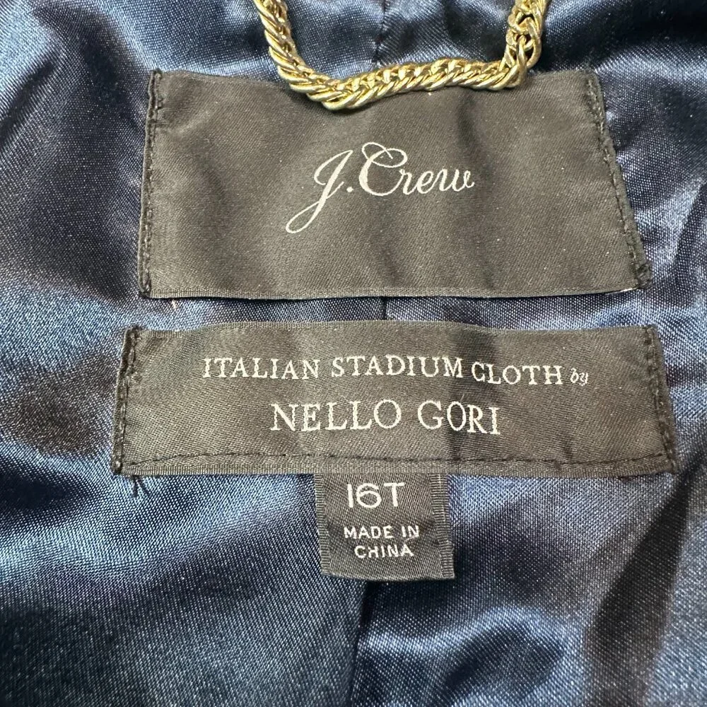 J. Crew Chateau Coat Italian Stadium Cloth Wool Green Hooded Womens Size 16 TALL - Picture 4 of 4